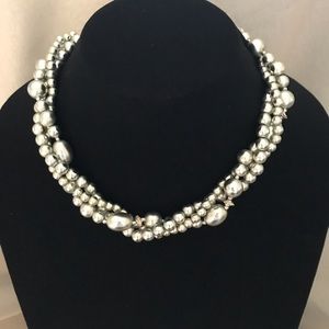 Gray Faux Pearl Twist Necklace